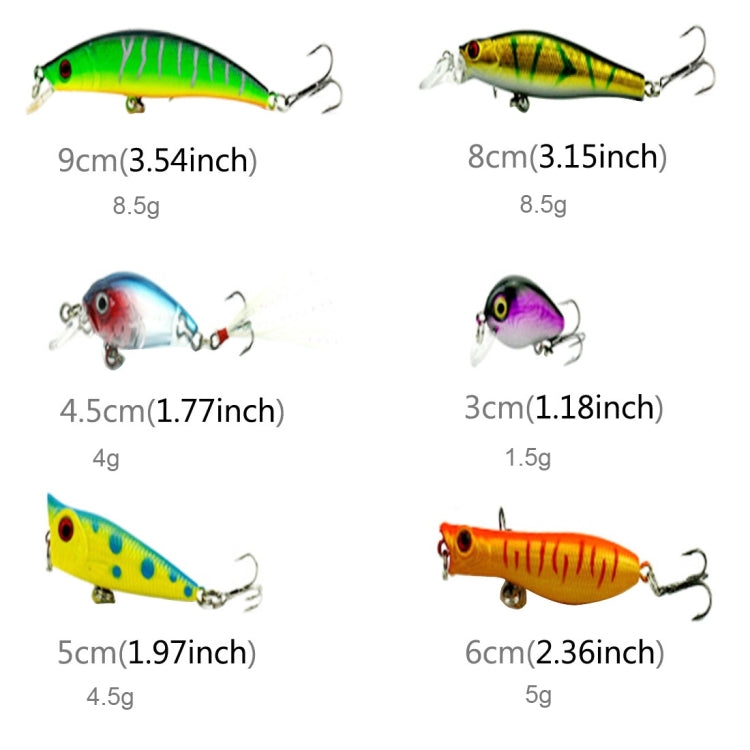 HENGJIA HENG JIA-SETL30 30 pezzi di esche da pesca per pesciolini Set 6 modelli attrezzatura da pesca esca dura in plastica, 30 PCS