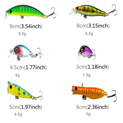 HENGJIA HENG JIA-SETL30 30 pezzi di esche da pesca per pesciolini Set 6 modelli attrezzatura da pesca esca dura in plastica, 30 PCS