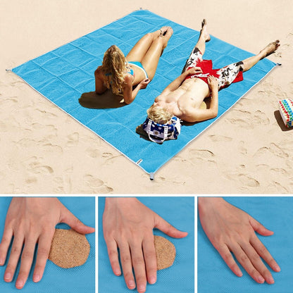 Tappetino senza sabbia, leggero, pieghevole, per esterni, da picnic, con cuscino da campeggio, tappetino da spiaggia, dimensioni: 2 x 2 m, 2 x 2m(Pink), 2 x 2m(Green), 200x200m Blue