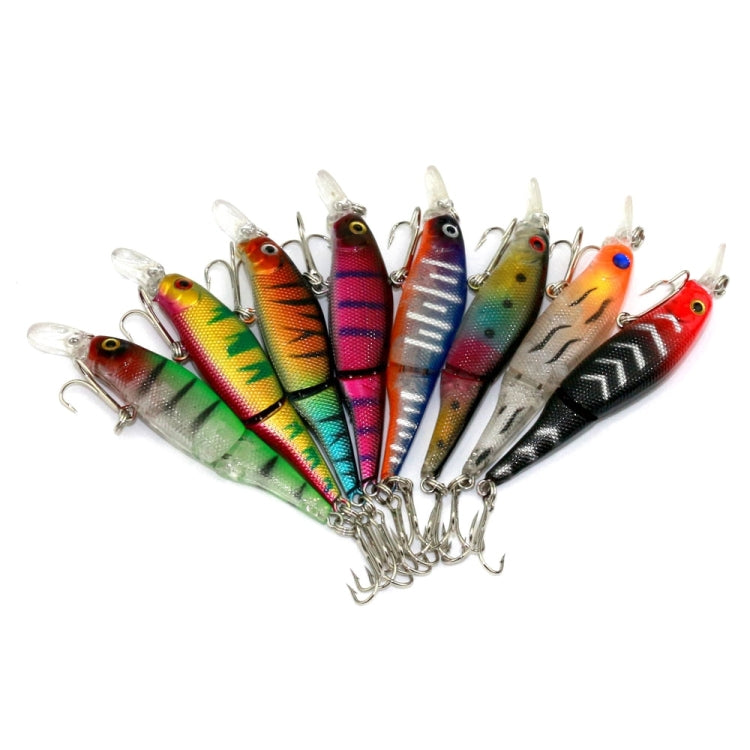 HENGJIA JM010-X 6# 8,8 cm 7,4 g 2 sezioni esche rigide in plastica esche da pesca artificiali con gancio triplo, consegna colore casuale, JM010-X 6# 8.8cm