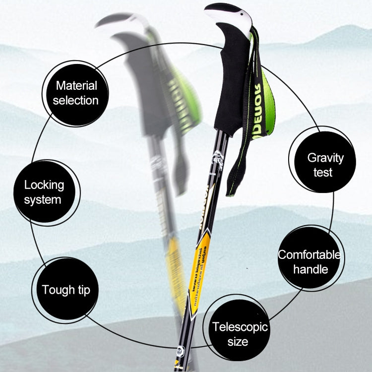 KODENOR Bastoncini da trekking per alpinismo all'aperto, portatili, pieghevoli, in fibra di carbonio, con manico dritto, lunghezza: 63-135 cm, Length : 63-135CM (Black+green), Length : 63-135CM (Black Blue), Length : 63-135CM (Black Yellow)