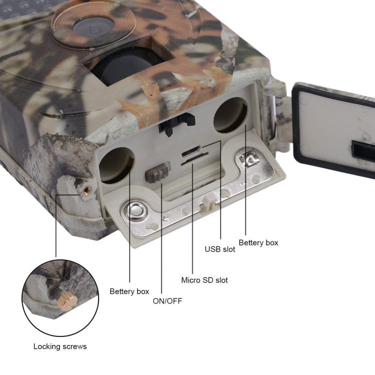 PR-100 1MP IP54 Telecamera da caccia di sicurezza per visione notturna IR impermeabile, programma Sunplus 1628, grandangolo da 120 gradi, angolo di rilevamento PIR da 100 gradi, PR100