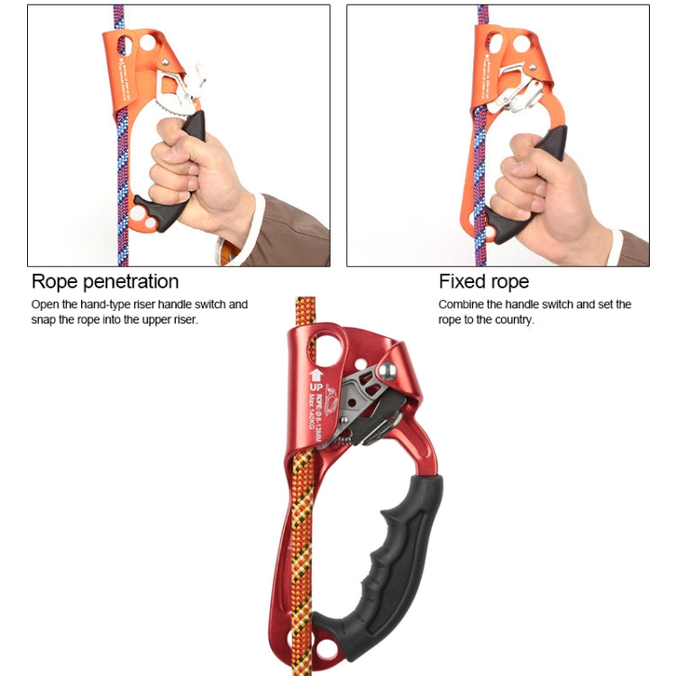 XINDA TP-8606 Pinza per corda portatile anticaduta per lavoro aereo su roccia all'aperto per corda da 8-12 mm di diametro sinistra, Left