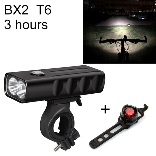Luce a led per manubrio anteriore con ricarica USB BX2 (3 ore, lampada T6 + gemma), 3 Hours, T6+Gem Lamp