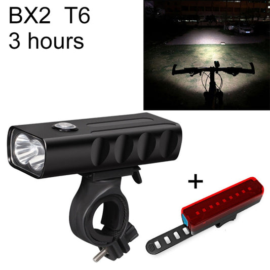 Luce a LED per manubrio anteriore con ricarica USB BX2 (3 ore, lampada T6 + A02), 3 Hours, T6+A02 Lamp