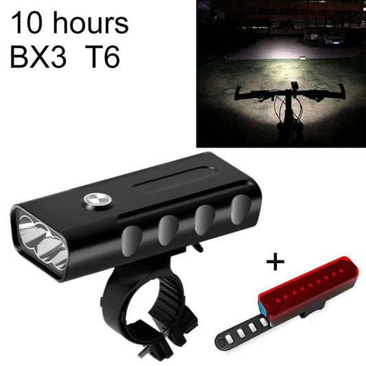 Luce a LED per manubrio anteriore con ricarica USB BX3 (10 ore, lampada T6 + A02), 10 Hours, T6+A02 Lamp