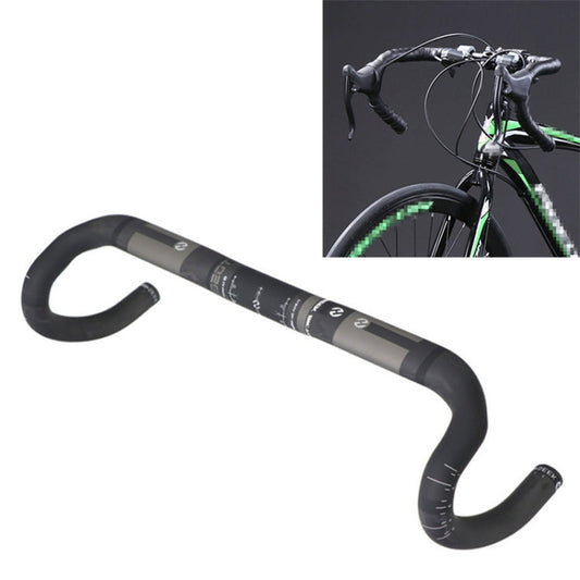 TOSEEK Maniglia per linea esterna con scanalatura per manubrio piegata per bici da strada in fibra di carbonio completa, dimensioni: 440 mm (UD nero), 440mm