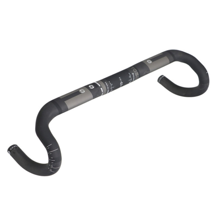 TOSEEK Maniglia per linea esterna con scanalatura per manubrio piegata per bici da strada in fibra di carbonio completa, dimensioni: 440 mm (UD nero), 440mm