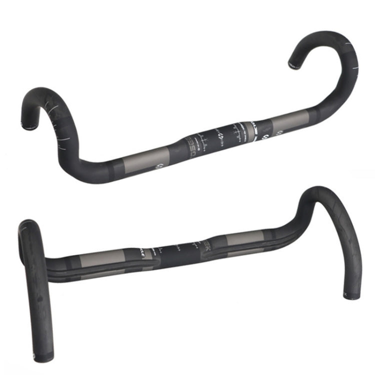 TOSEEK Maniglia per linea esterna con scanalatura per manubrio piegata per bici da strada in fibra di carbonio completa, dimensioni: 440 mm (UD nero), 440mm