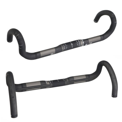 TOSEEK Maniglia per linea esterna con scanalatura per manubrio piegata per bici da strada in fibra di carbonio completa, dimensioni: 440 mm (UD nero), 440mm