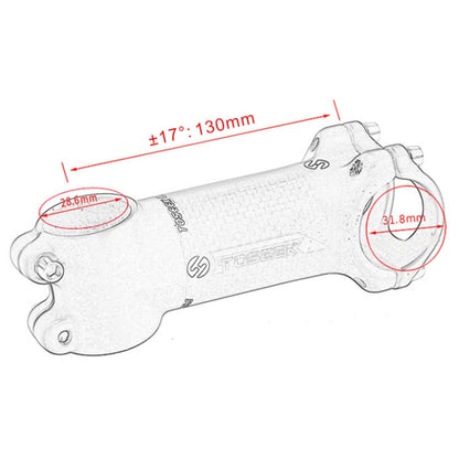 TOSEEK Rubinetto riser per manubrio ultraleggero interamente in fibra di carbonio 3KUD Texture Road Mountain Bike, dimensioni: 17 gradi, 130 mm (opaco), 17 Degree, 130mm
