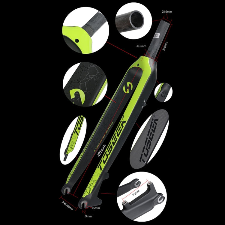 TOSEEK Ultra leggero 29 pollici 435 mm Mountain Bike Forcella anteriore in carbonio pieno Freno a disco con tubo sterzo dritto, 29 Inch 435mm