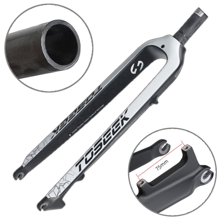 TOSEEK Ultra leggero 29 pollici 435 mm Mountain Bike Forcella anteriore in carbonio pieno Freno a disco con tubo sterzo dritto, 29 Inch 435mm