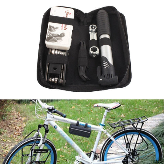 Strumenti di riparazione per biciclette Kit di pneumatici per bici Borsa per attrezzi per riparazione di forature per pompa da bicicletta, Repair Tools Bike Tire Kit