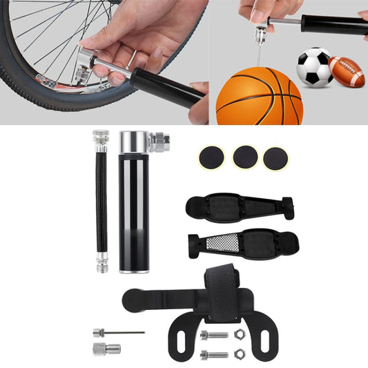 Mini pompa portatile manuale in lega di alluminio per bicicletta + toppa per pneumatici in plastica senza colla + leva per pneumatici, Inflator + Plastic glue-free tire patch + Tire lever Black, Inflator + Plastic glue-free tire patch + Tire lever Red