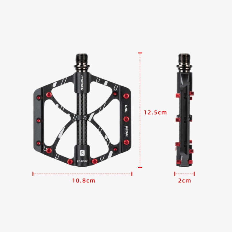PROMEND PD-M52C 1 paio di pedali per bicicletta in lega di alluminio + tubo in fibra di carbonio, PD-M52C