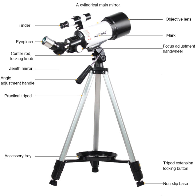 Maifeng40070 Telescopio astronomico ad alta definizione 233x70 High Times con treppiede, 233 x 70