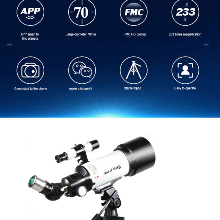 Maifeng40070 Telescopio astronomico ad alta definizione 233x70 High Times con treppiede, 233 x 70