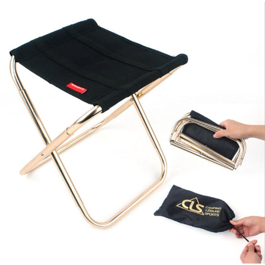 Sgabello pieghevole per barbecue da pesca portatile in lega di alluminio CLS, dimensioni: 24,8 * 22,5 * 27 cm, CLS Folding Stool(Black)