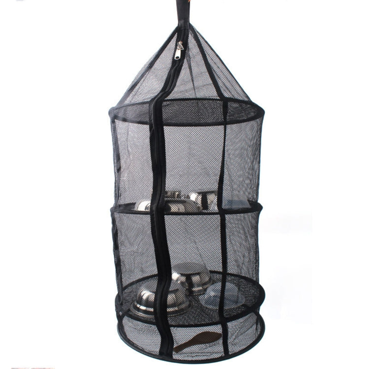 Stoviglie pieghevoli da campeggio per picnic, verdure, frutta, rete secca, rete sospesa per asciugapiatti (nero), Round drying net