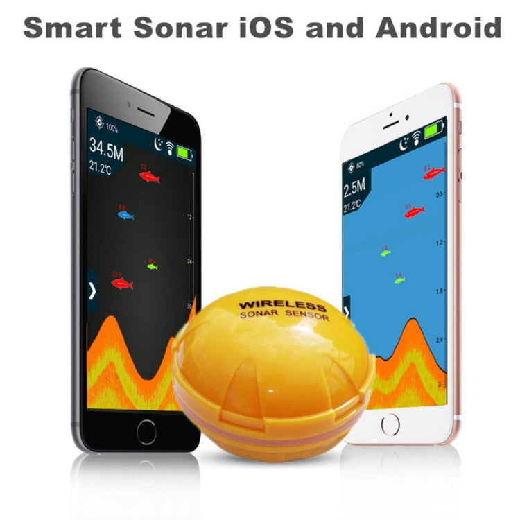 Rilevatore di pesci Bluetooth Sensore sonar 125KHz Localizzatore di profondità 0,6-36 m Allarme per ricerca pesci per telefoni cellulari iOS e Android, Operating Range: 0.6-36m