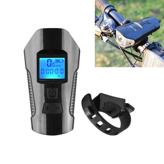 Faro per bicicletta a scatto impermeabile con ricarica USB da 350LM con funzione altoparlante e cronometro, Black, Blue, Red