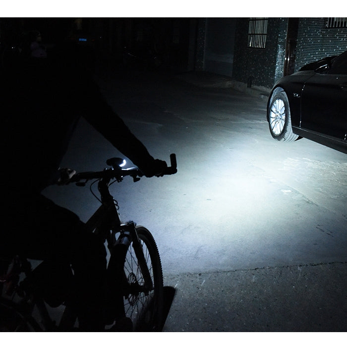 Faro per bicicletta a scatto impermeabile con ricarica USB da 350LM con funzione altoparlante e cronometro, Black, Blue, Red
