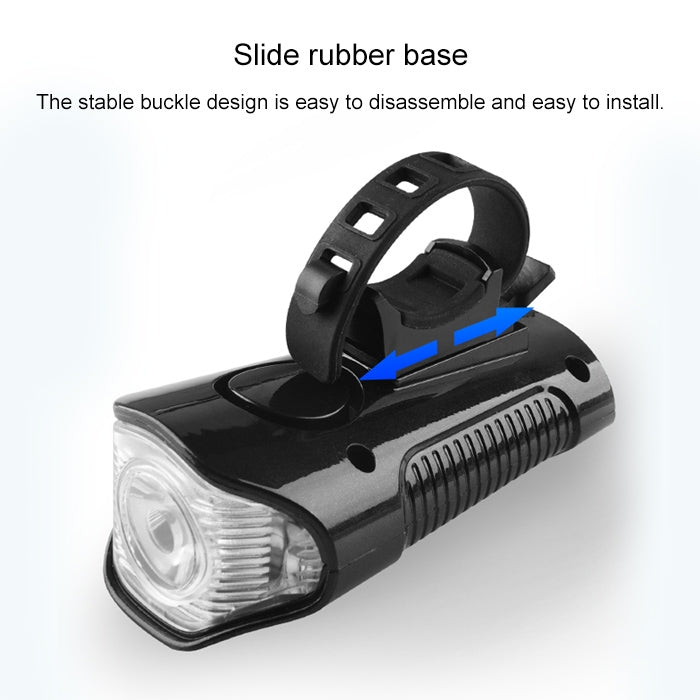Faro per bicicletta a scatto impermeabile con ricarica USB da 350LM con funzione altoparlante e cronometro, Black, Blue, Red