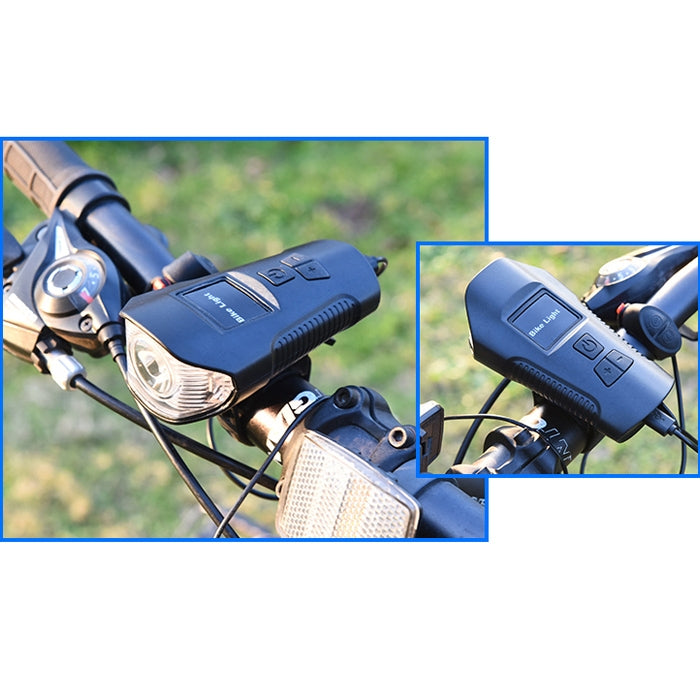 Faro per bicicletta a scatto impermeabile con ricarica USB da 350LM con funzione altoparlante e cronometro, Black, Blue, Red