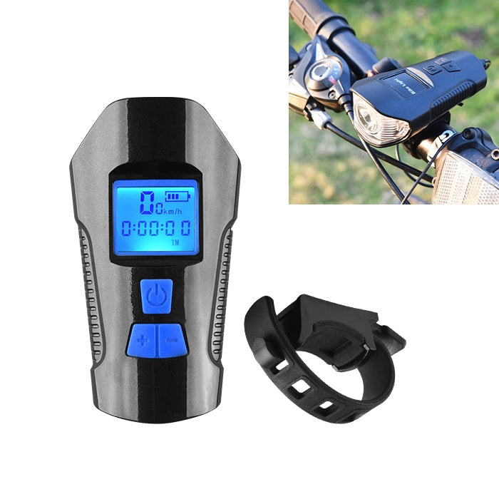 Faro per bicicletta a scatto impermeabile con ricarica USB da 350LM con funzione altoparlante e cronometro, Black, Blue, Red