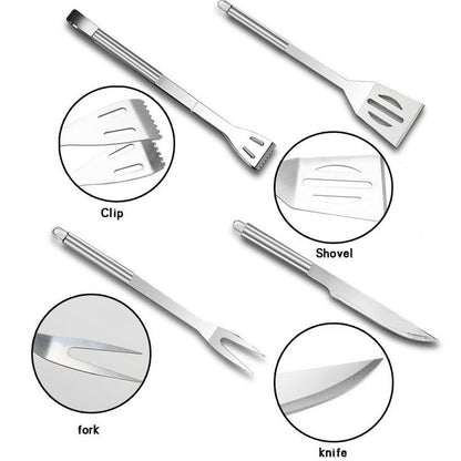 Set di stoviglie da esterno 10 in 1 Set di stoviglie da barbecue da campeggio Set di strumenti da picnic con termometro, 10 in 1, with Thermometer