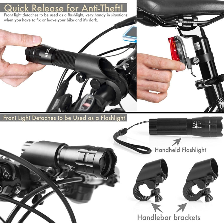 Faro per Mountain Bike 5W Ricaricabile con Zoom - Set di 2 Fari