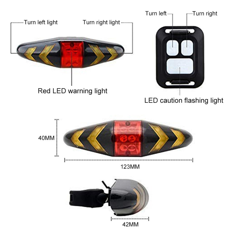 Luce posteriore per bicicletta, telecomando wireless intelligente, indicatore di direzione, USB Rechargeable