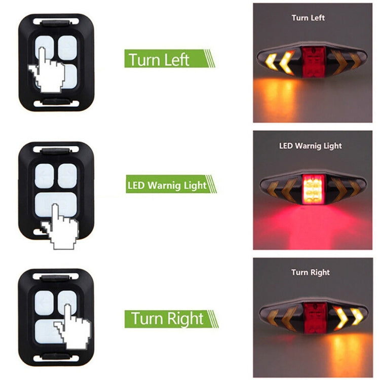Luce posteriore per bicicletta, telecomando wireless intelligente, indicatore di direzione, USB Rechargeable