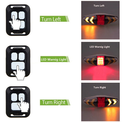 Luce posteriore per bicicletta, telecomando wireless intelligente, indicatore di direzione, USB Rechargeable