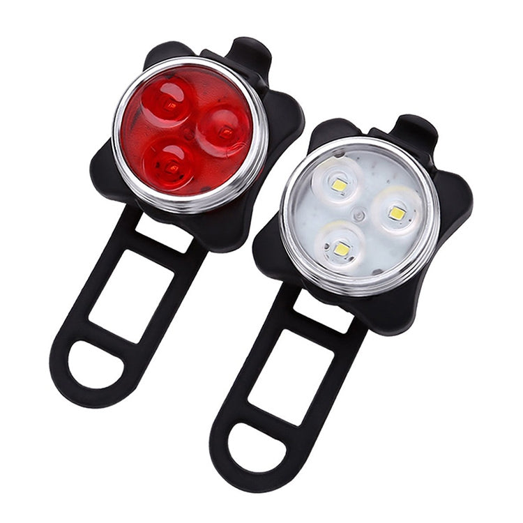 Lampada COB Bead 160LM Ricarica USB Set faro / fanale posteriore impermeabile a quattro velocità per bicicletta, luce rossa + bianca 650MA, Red + White Light