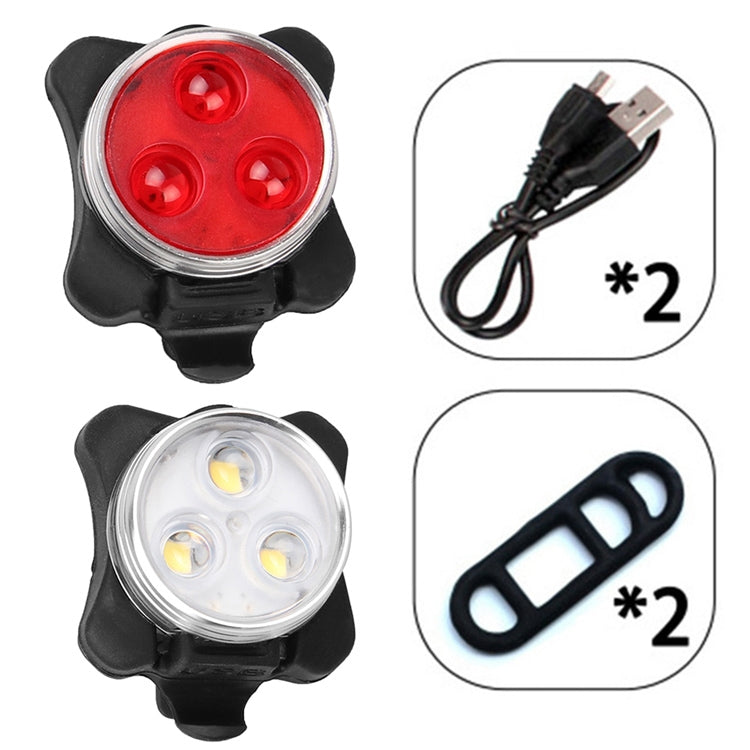 Lampada COB Bead 160LM Ricarica USB Set faro / fanale posteriore impermeabile a quattro velocità per bicicletta, luce rossa + bianca 650MA, Red + White Light