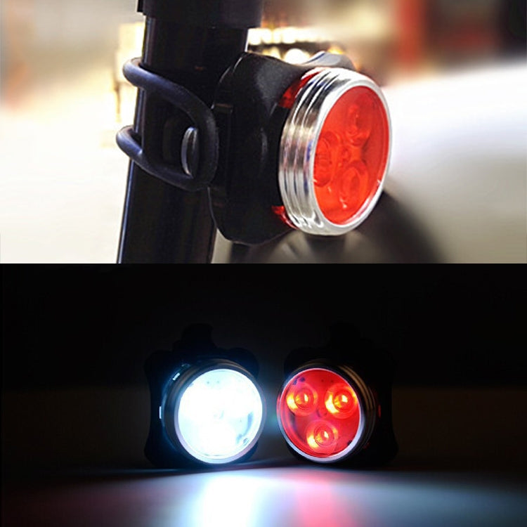 Lampada COB Bead 160LM Ricarica USB Set faro / fanale posteriore impermeabile a quattro velocità per bicicletta, luce rossa + bianca 650MA, Red + White Light