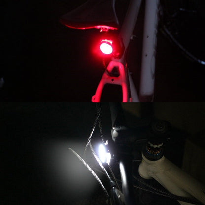 Lampada COB Bead 160LM Ricarica USB Set faro / fanale posteriore impermeabile a quattro velocità per bicicletta, luce rossa + bianca 650MA, Red + White Light