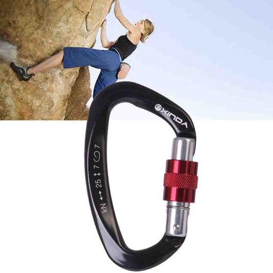 XINDA XD-Q9628 Arrampicata professionale a forma di D Master Lock Moschettone Fibbia di sicurezza Forniture per attrezzature per arrampicata all'aperto, XD-Q9628 (Black), XD-Q9628 (Orange), XD-Q9628 (Blue)