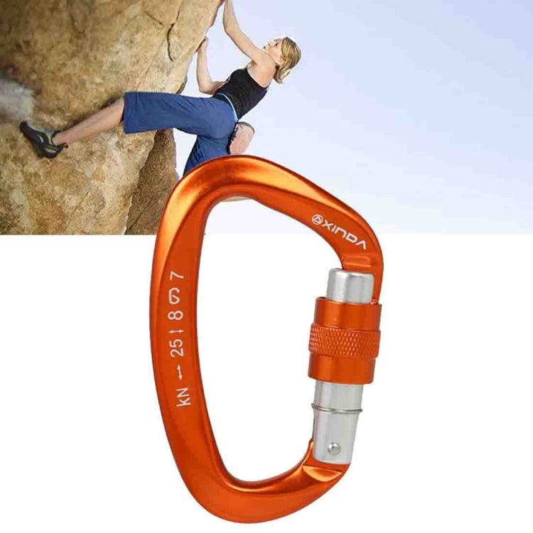 XINDA XD-Q9628 Arrampicata professionale a forma di D Master Lock Moschettone Fibbia di sicurezza Forniture per attrezzature per arrampicata all'aperto, XD-Q9628 (Black), XD-Q9628 (Orange), XD-Q9628 (Blue)
