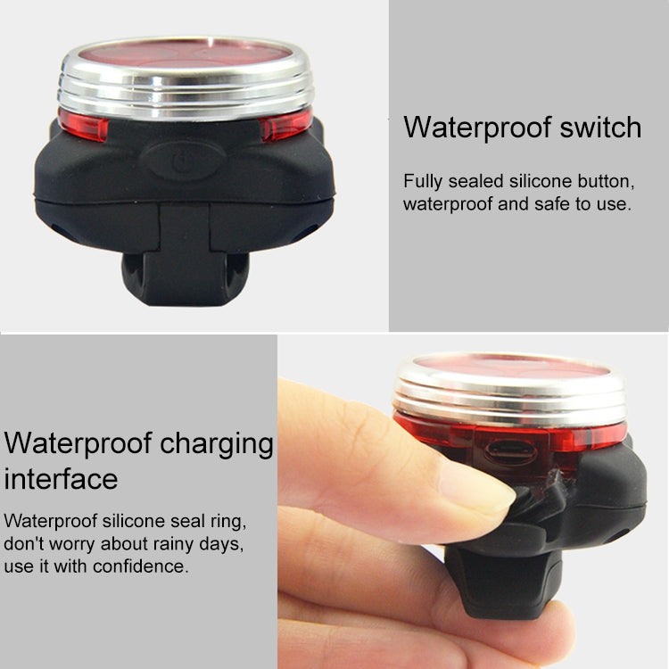 Lampada COB Bead 160LM Ricarica USB Set faro / fanale posteriore impermeabile a quattro velocità per bicicletta, attenuazione luce rossa blu 650MA, Red Blue Light Dimming