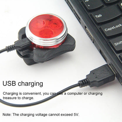 Lampada COB Bead 160LM Ricarica USB Set faro / fanale posteriore impermeabile a quattro velocità per bicicletta, luce rossa 650MA, Red Light