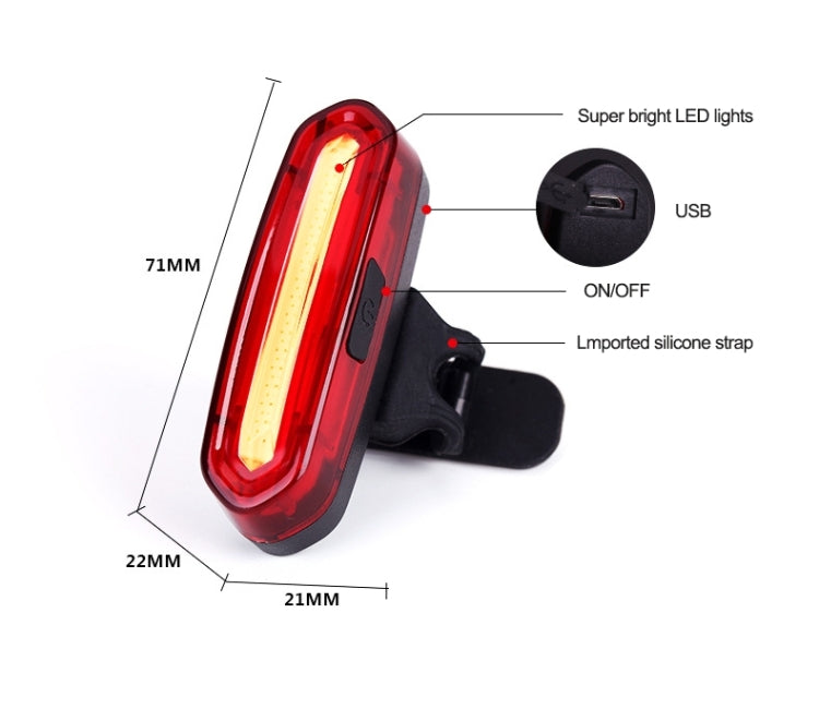 Fanale posteriore LED ricaricabile USB AQY-096 IPX4 - Bianco/Rosso