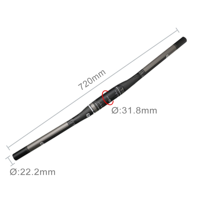 Manubrio dritto per bici da strada interamente in fibra di carbonio TOSEEK, dimensioni: 720 mm (opaco), 720mm