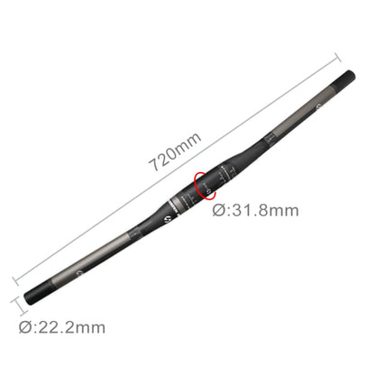 Manubrio dritto per bici da strada interamente in fibra di carbonio TOSEEK, dimensioni: 720 mm (opaco), 720mm