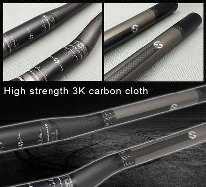 Manubrio dritto per bici da strada interamente in fibra di carbonio TOSEEK, dimensioni: 720 mm (opaco), 720mm