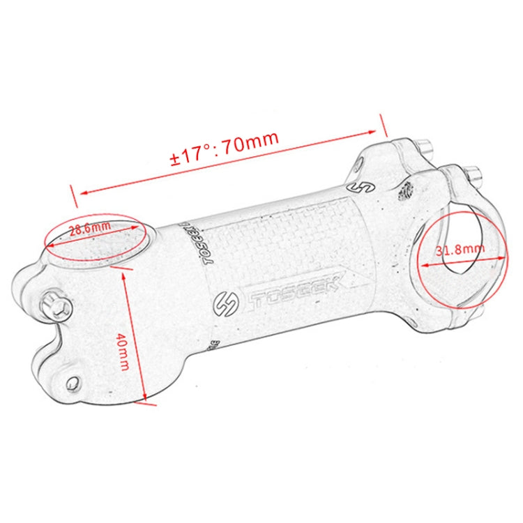 Rubinetto riser per manubrio ultraleggero per mountain bike da strada TOSEEK, dimensioni: 17 gradi, 70 mm (lucido), 17 Degree, 70mm
