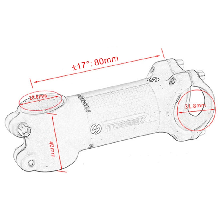 Rubinetto riser per manubrio ultraleggero per mountain bike da strada TOSEEK, dimensioni: 17 gradi, 80 mm (lucido), 17 Degree, 80mm