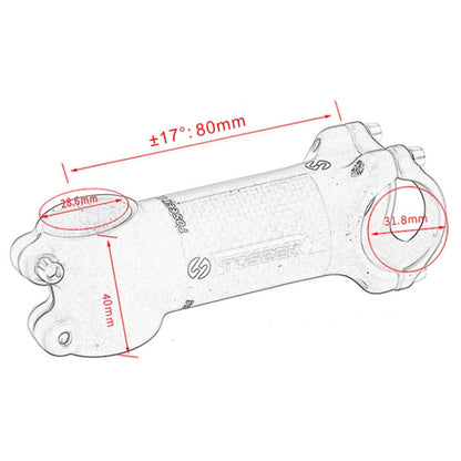 Rubinetto riser per manubrio ultraleggero per mountain bike da strada TOSEEK, dimensioni: 17 gradi, 80 mm (lucido), 17 Degree, 80mm